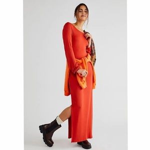 NWOT FREE PEOPLE BEACH LUNA LONG SLEEVE OPEN BACK MIDI DRESS Z91-97 Z556